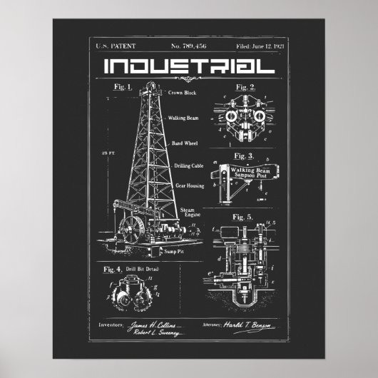 Poster Plan industriel : Mécanique de plate-forme pétroli (Devant)