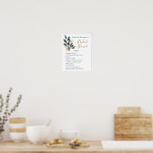 Poster Plan Itinéraire Fête des mariées Bleu Floral Fab A (Cuisine)