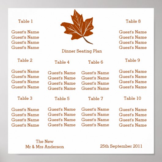 Poster Plan Mariage de conception d'automne (Devant)
