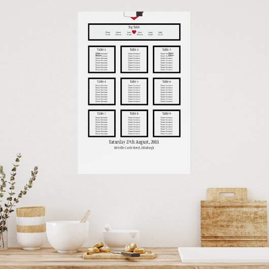 Poster Plan mariage de table en couple (Cuisine)