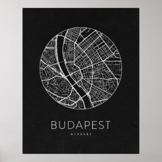 Poster Plan minimaliste de Budapest City