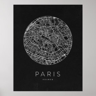 Poster Plan minimaliste de Paris