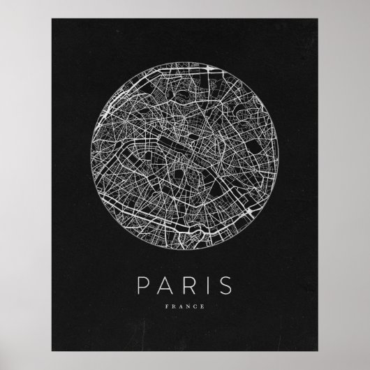 Poster Plan minimaliste de Paris (Devant)