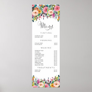 Poster Plan mural Peint Floral Salon Menu Prix