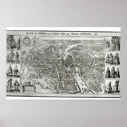 Poster Plan Oiseau de Paris, 1615 (Devant)
