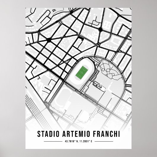 Poster Plan Stadio Artemio Franchi Design - Blanc (Devant)