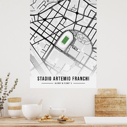 Poster Plan Stadio Artemio Franchi Design - Blanc (Cuisine)