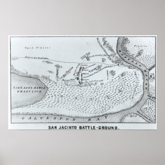 Poster Plan terrestre de la bataille de San Jacinto (Devant)