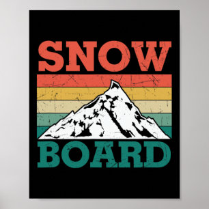 Poster Planche à neige rétro vacances snowboarding ski pl