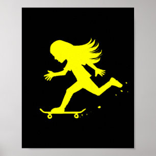 Poster Planche à roulettes Adolescente Jeune Fille Skateu