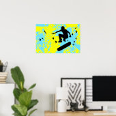Poster planche à roulettes avec oiseaux (Bureau à domicile)