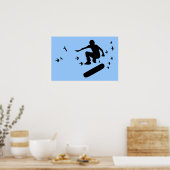 Poster planche à roulettes avec oiseaux (Cuisine)