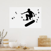 Poster planche à roulettes avec oiseaux (Cuisine)