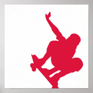 Poster Planche à roulettes de rouge cramoisi