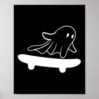 Poster Planche à roulettes fantôme de skateboard Hallowee