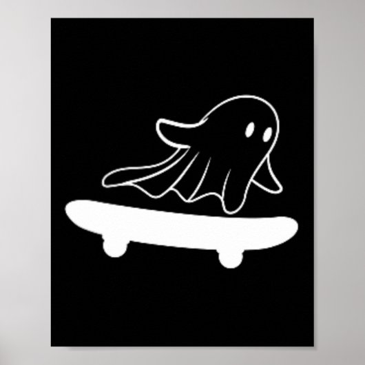 Poster Planche à roulettes fantôme de skateboard Hallowee (Devant)