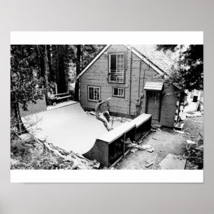 Poster Planche à roulettes, imprimé noir et blanc