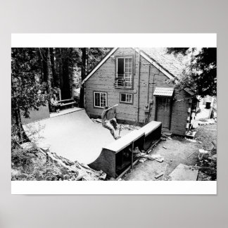 Poster Planche à roulettes, imprimé noir et blanc