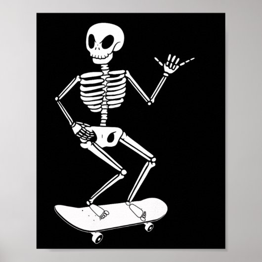 Poster Planche à roulettes squelette d'Halloween Planche  (Devant)