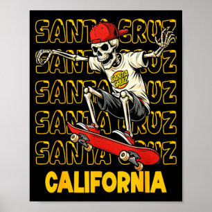 Poster Planche à roulettes squelette vintage Santa Cruz C