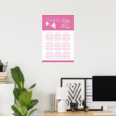 Poster Planche blanche mariage plan de table assise rose (Bureau à domicile)