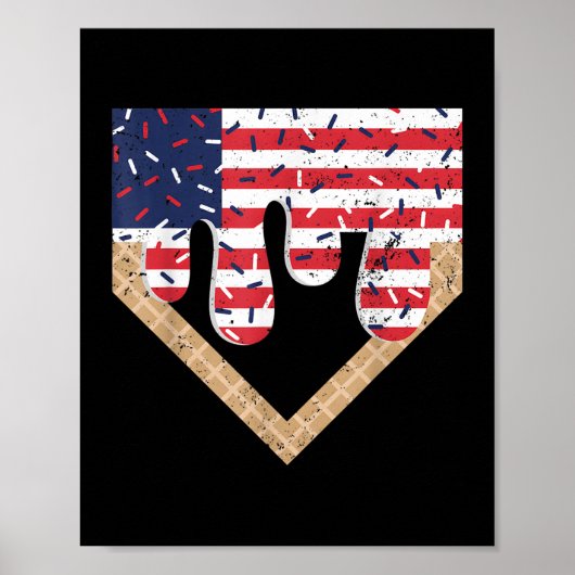 Poster Planche de baseball Boy Crème de glace Patriotique (Devant)