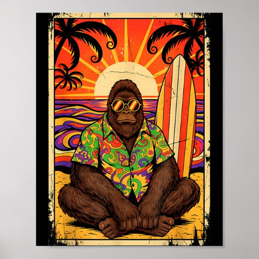 Poster planche de surf Bigfoot plage vintage (Devant)
