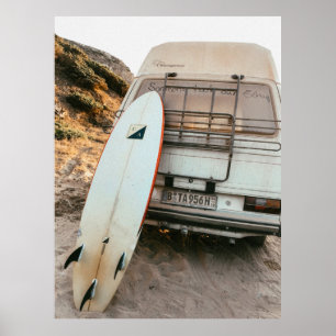 Poster Planche de surf blanche et noire