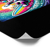 Poster Planche de surf Chat Surf Fun Long Board Cadeau po (Coin)