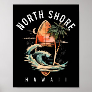 Poster Planche de surf North Shore Hawaii Oahu Haleiwa Su