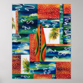 Poster Planche de surf orange (Devant)