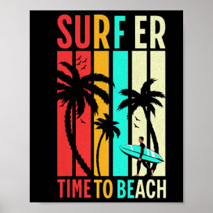Poster Planche de surf rétro drôle surf vintage plage