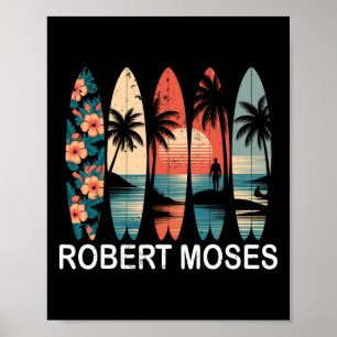 Poster Planche de surf Robert Moses Surfing Retro _1