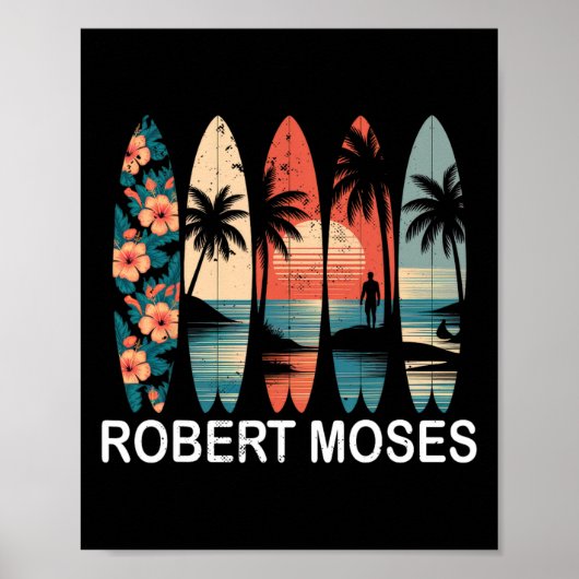 Poster Planche de surf Robert Moses Surfing Retro _1  (Devant)
