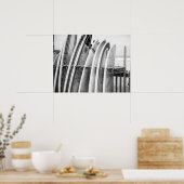Poster Planche de surf sur Beach Rack Coastal Art (Cuisine)
