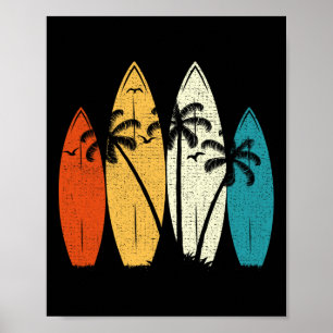 Poster Planche de surf vintage plage surf surfeur vague s
