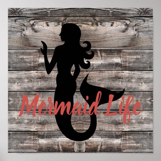 Poster planche en bois nautique MERMAID LIFE (Devant)