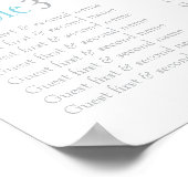 Poster Planche gris aqua bleu mariage plan de table assis (Coin)