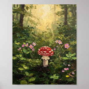 Poster Plancher de la Forêt de Champignons Art Cottagec