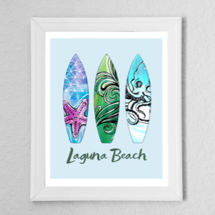 Poster Planches de surf de Laguna Beach Californie