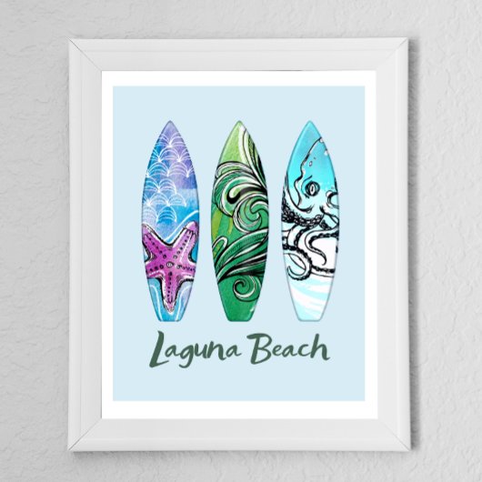 Poster Planches de surf de Laguna Beach Californie 