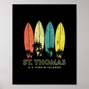 Poster Planches de surf rétro St Thomas Vintage pour garç