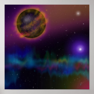 Poster Planet in Outer Space Digital Painting