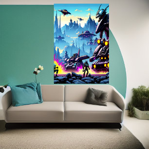 Poster planète Alien, machine de guerre alien AI Art Po