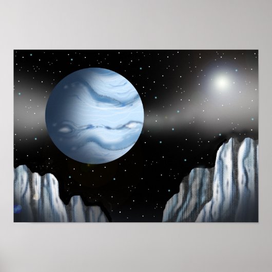 Poster Planète bleue au-dessus d'un mur de glace. (Devant)