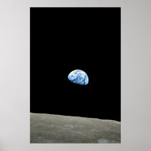 Poster planète bleue de l'espace lune