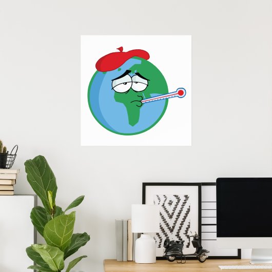 Poster Planète malade (Bureau à domicile)