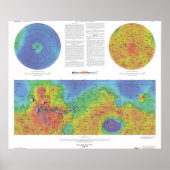Poster Planète Mars - Carte topographique (Devant)