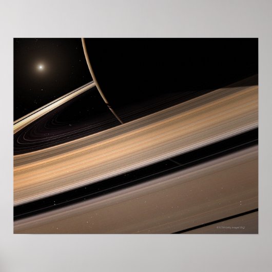 Poster Planète Saturne dans le système solaire, gros plan (Devant)