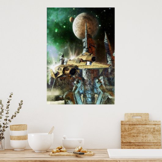 Poster Planète spatiale et alien (Cuisine)